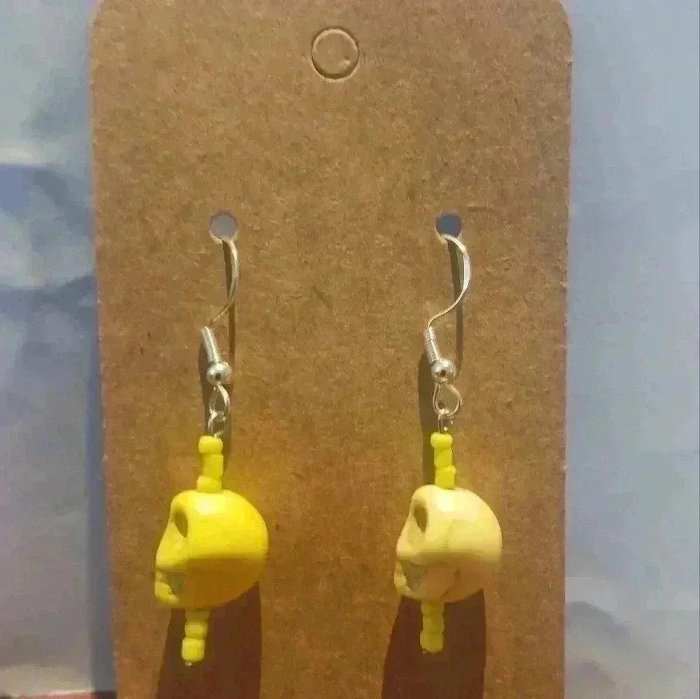 Turquoise skull 925 earrings handmade